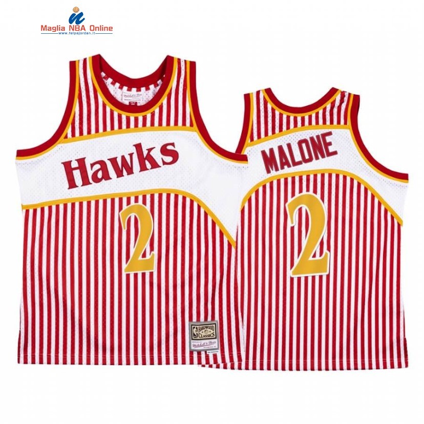 Maglia NBA Atlanta Hawks #2 Moses Malone Rosso Hardwood Classics Acquista