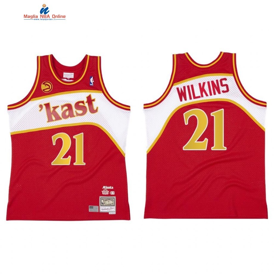 Maglia NBA Atlanta Hawks #21 Dominique Wilkins BR Remix Kast Rosso Hardwood Classics Acquista