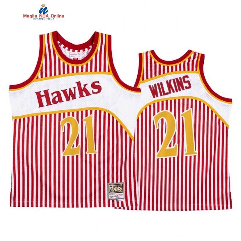 Maglia NBA Atlanta Hawks #21 Dominique Wilkins Rosso Hardwood Classics Acquista