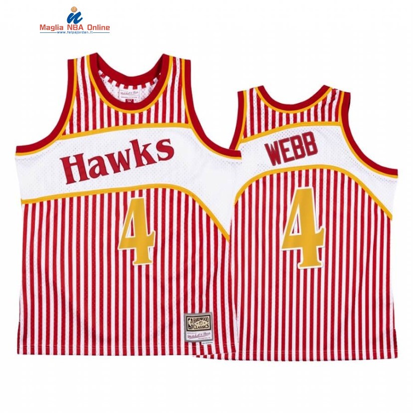 Maglia NBA Atlanta Hawks #4 Spud Webb Rosso Hardwood Classics Acquista