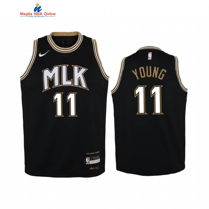 Maglia NBA Bambino Atlanta Hawks #11 Trae Young MLK Nero Città 2020 Acquista