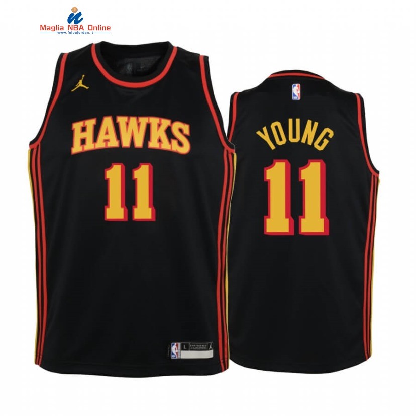 Maglia NBA Bambino Atlanta Hawks #11 Trae Young Nero Statement 2020-21 Acquista