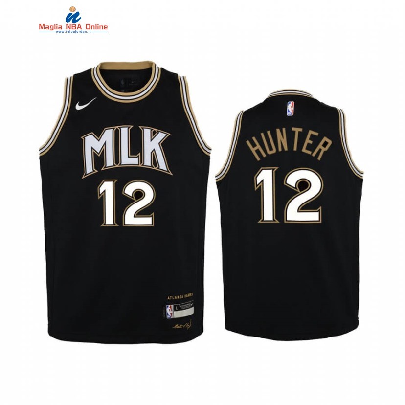 Maglia NBA Bambino Atlanta Hawks #12 De'andre Hunter MLK Nero Città 2020 Acquista