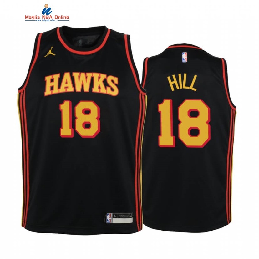 Maglia NBA Bambino Atlanta Hawks #18 Solomon Hill Nero Statement 2020-21 Acquista