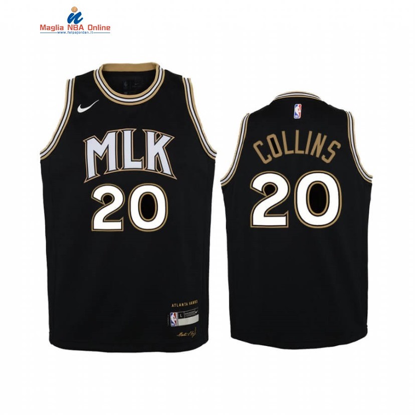 Maglia NBA Bambino Atlanta Hawks #20 John Collins MLK Nero Città 2020 Acquista
