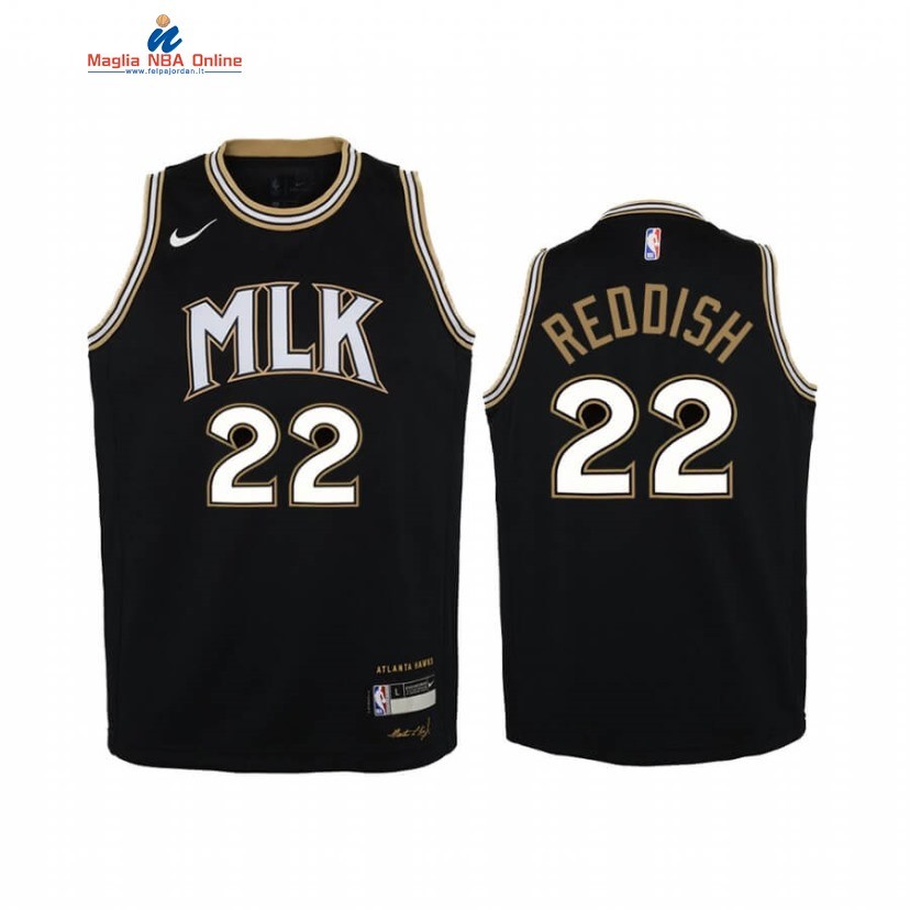 Maglia NBA Bambino Atlanta Hawks #22 Cam Reddish MLK Nero Città 2020 Acquista