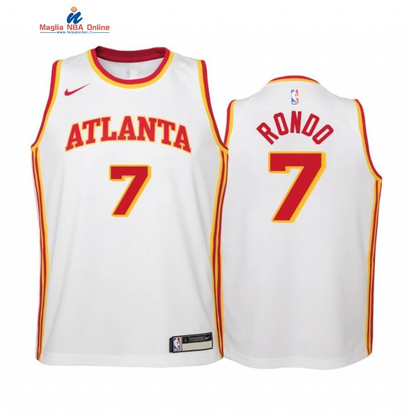 Maglia NBA Bambino Atlanta Hawks #7 Rajon Rondo Bianco Association 2020-21 Acquista