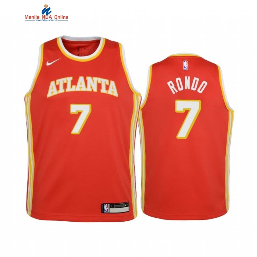 Maglia NBA Bambino Atlanta Hawks #7 Rajon Rondo Rosso Icon 2020-21 Acquista