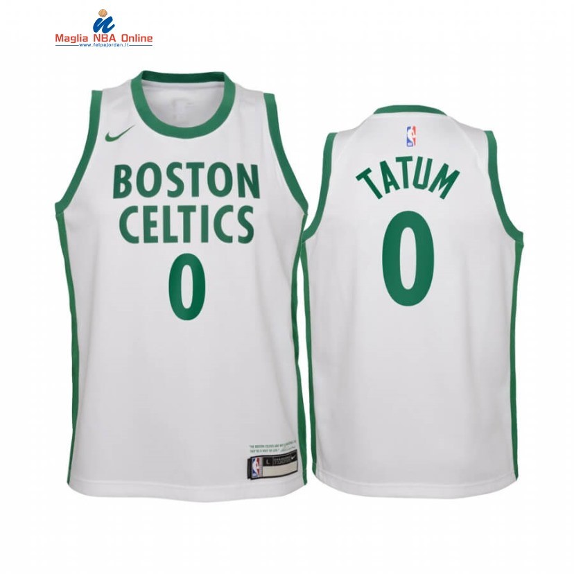 Maglia NBA Bambino Boston Celtics #0 Jayson Tatum Bianco Città 2020-21 Acquista