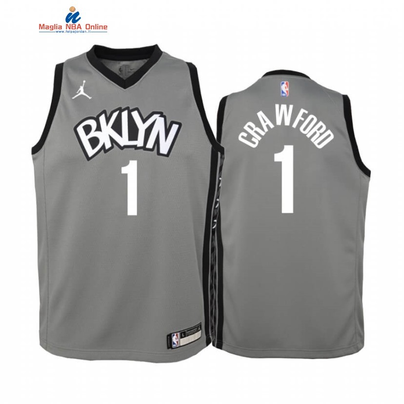 Maglia NBA Bambino Brooklyn Nets #1 Jamal Crawford Grigio Statement 2019-20 Acquista