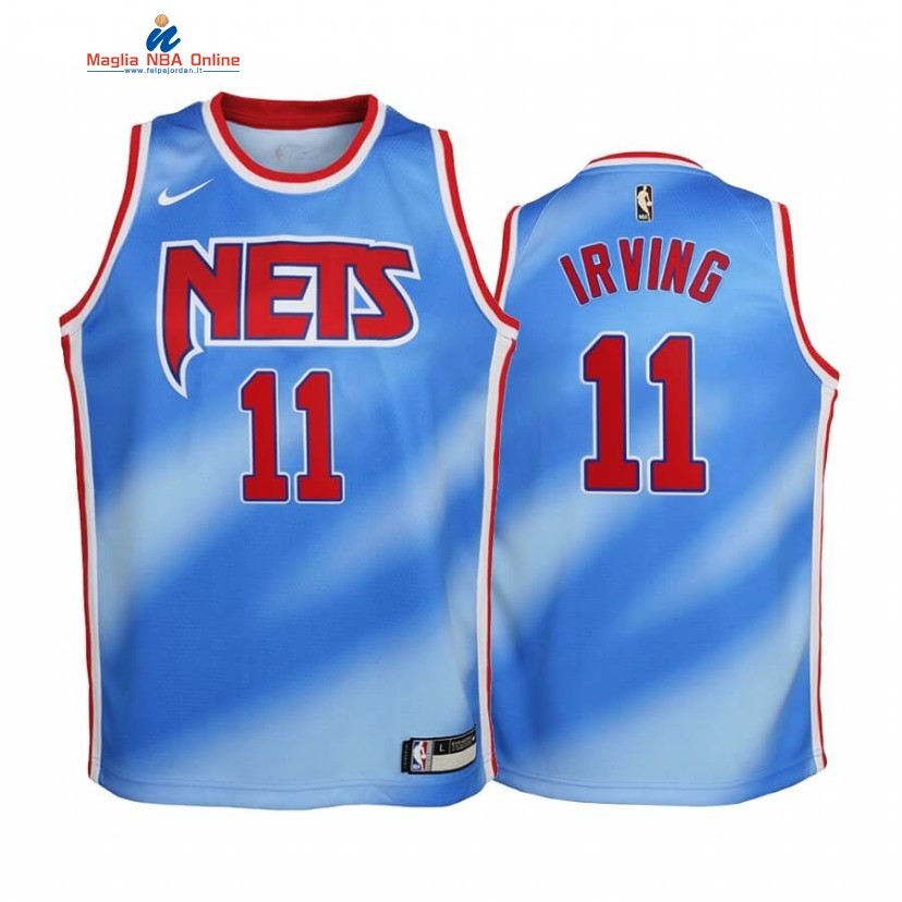Maglia NBA Bambino Brooklyn Nets #11 Kyrie Irving Blu Hardwood Classics 2020-21 Acquista