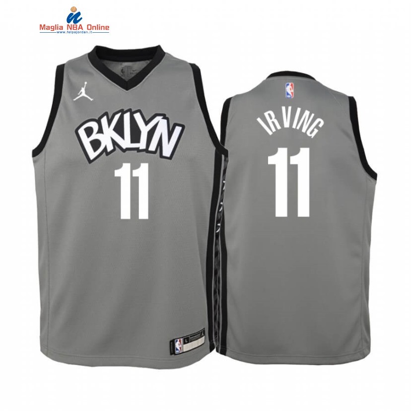 Maglia NBA Bambino Brooklyn Nets #11 Kyrie Irving Grigio Statement 2019-20 Acquista