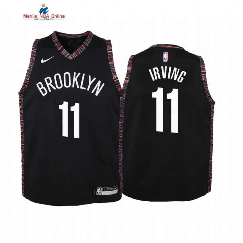 Maglia NBA Bambino Brooklyn Nets #11 Kyrie Irving Nero Città 2019-20 Acquista