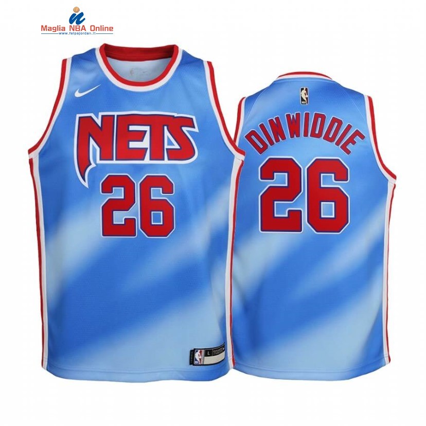 Maglia NBA Bambino Brooklyn Nets #26 Spencer Dinwiddie Blu Hardwood Classics 2020-21 Acquista