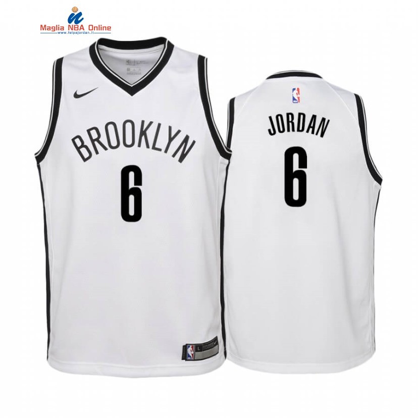 Maglia NBA Bambino Brooklyn Nets #6 DeAndre Jordan Bianco Association 2019-20 Acquista