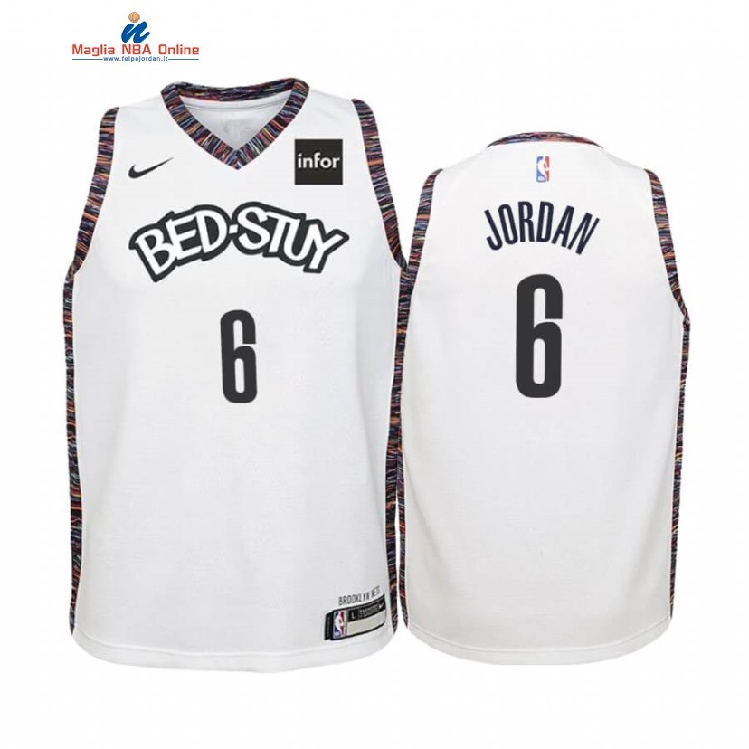 Maglia NBA Bambino Brooklyn Nets #6 DeAndre Jordan Bianco Città 2019-20 Acquista