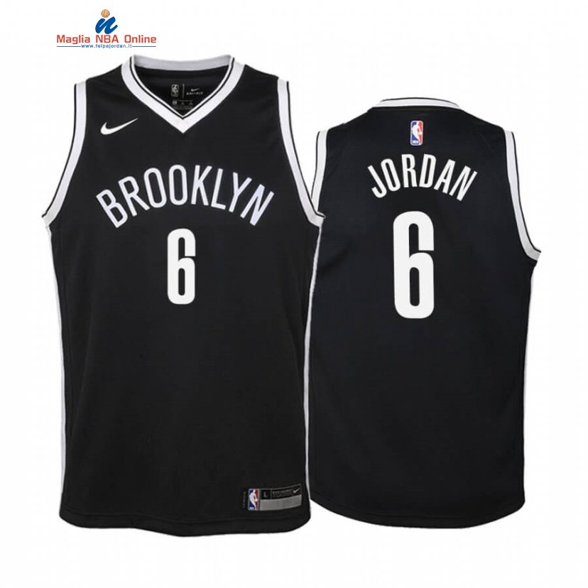 Maglia NBA Bambino Brooklyn Nets #6 DeAndre Jordan Nero Icon 2019-20 Acquista