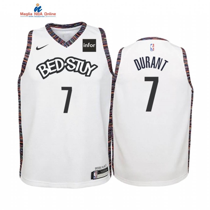 Maglia NBA Bambino Brooklyn Nets #7 Kevin Durant Bianco Città 2019-20 Acquista