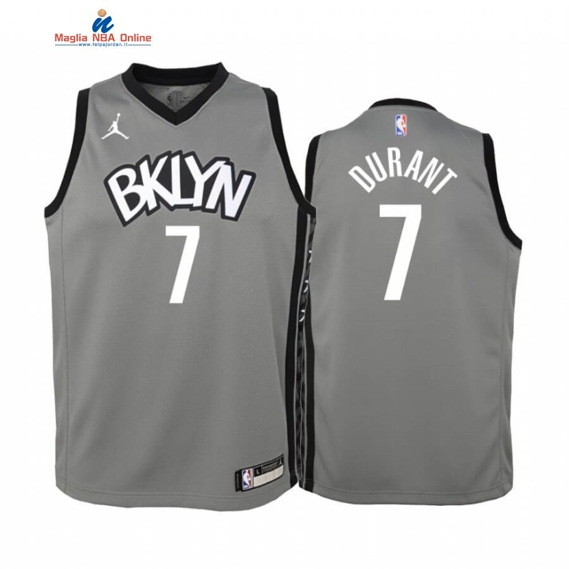 Maglia NBA Bambino Brooklyn Nets #7 Kevin Durant Grigio Statement 2019-20 Acquista