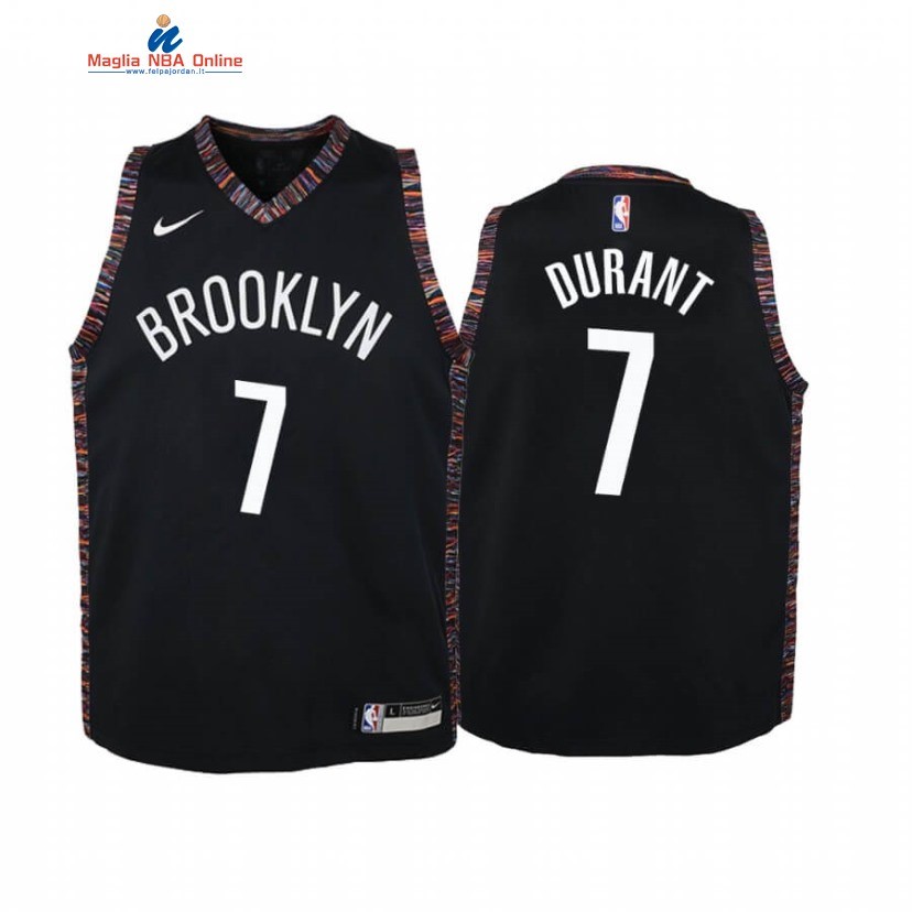 Maglia NBA Bambino Brooklyn Nets #7 Kevin Durant Nero Città 2019-20 Acquista