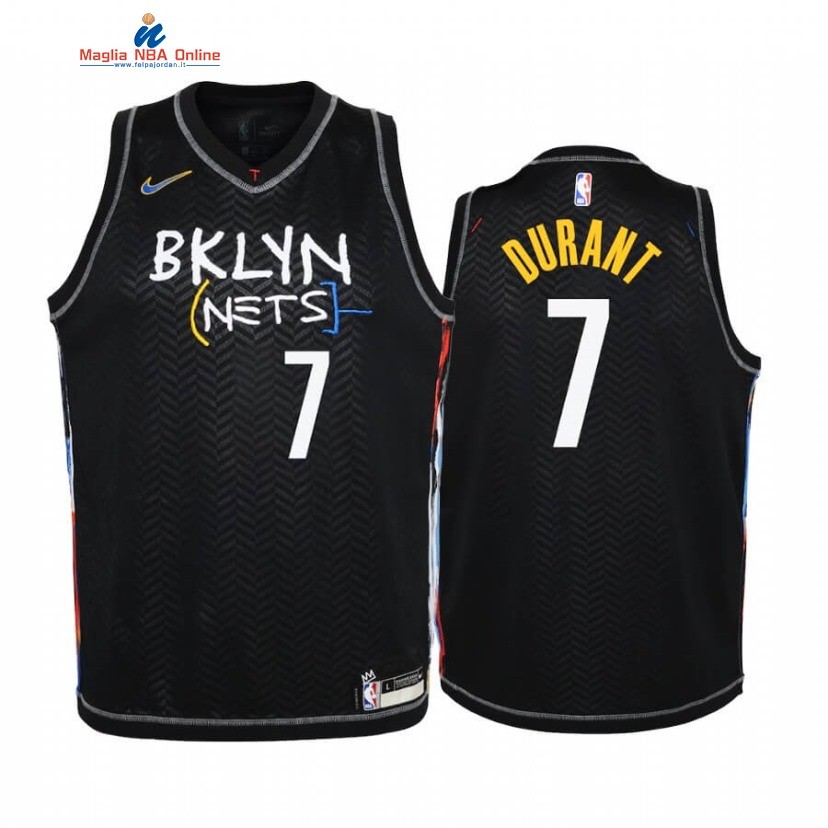 Maglia NBA Bambino Brooklyn Nets #7 Kevin Durant Nero Città 2020-21 Acquista