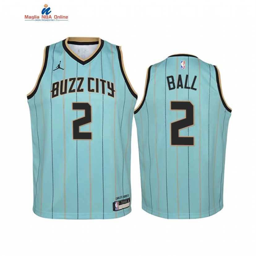 Maglia NBA Bambino Charlotte Hornets #2 LaMelo Ball Verde Città 2020-21 Acquista