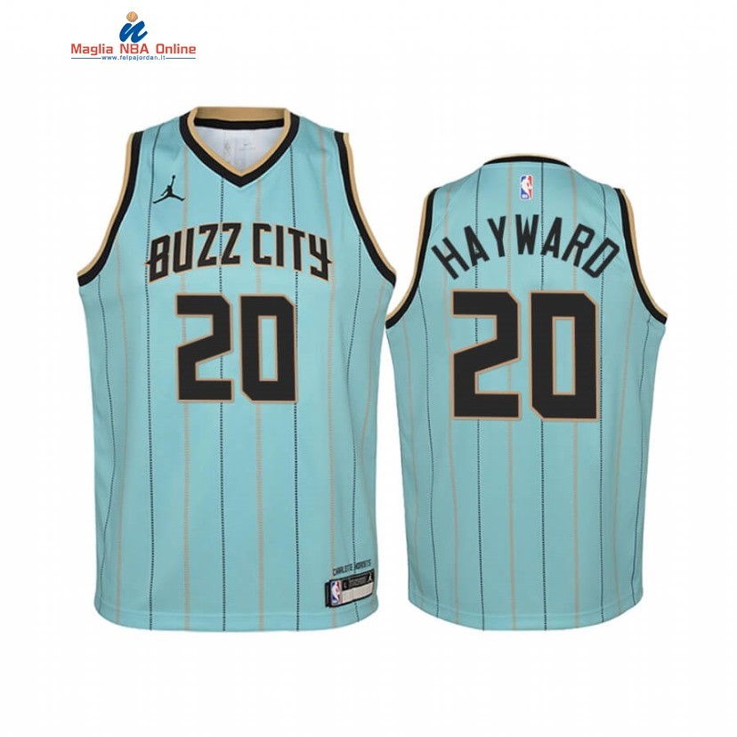 Maglia NBA Bambino Charlotte Hornets #20 Gordon Hayward Verde Città 2020-21 Acquista