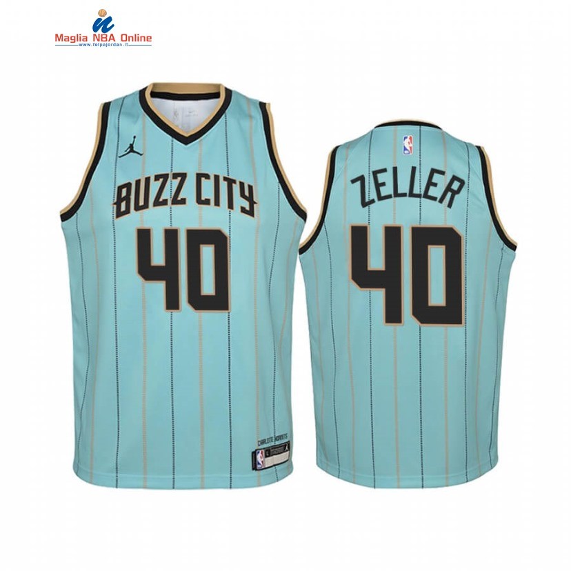 Maglia NBA Bambino Charlotte Hornets #40 Cody Zeller Verde Città 2020-21 Acquista