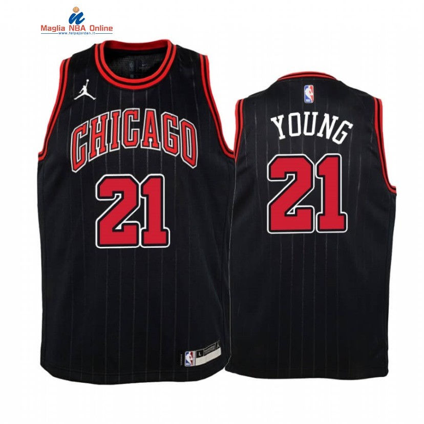 Maglia NBA Bambino Chicago Bulls #21 Thaddeus Young Nero Statement 2019-20 Acquista