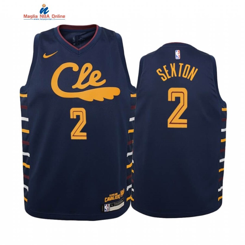 Maglia NBA Bambino Cleveland Cavaliers #2 Collin Sexton Marino Città 2019-20 Acquista