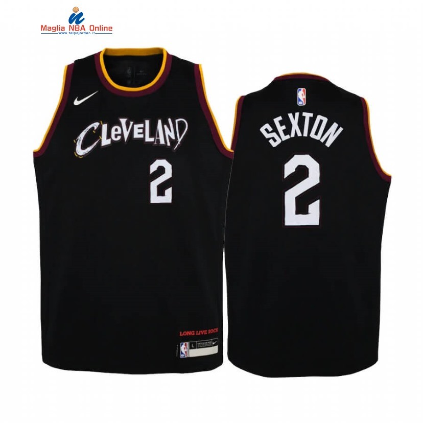 Maglia NBA Bambino Cleveland Cavaliers #2 Collin Sexton Nero Città 2020-21 Acquista