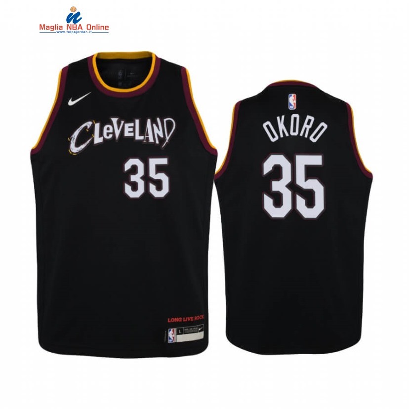 Maglia NBA Bambino Cleveland Cavaliers #35 Isaac Okoro Nero Città 2020-21 Acquista