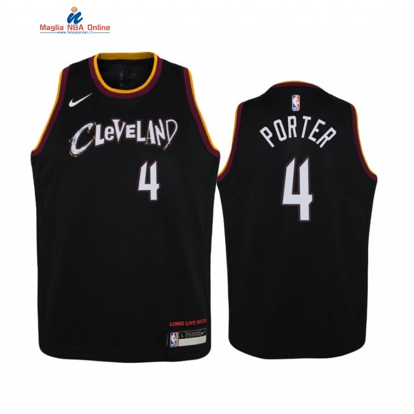 Maglia NBA Bambino Cleveland Cavaliers #4 Kevin Porter Jr Nero Città 2020-21 Acquista