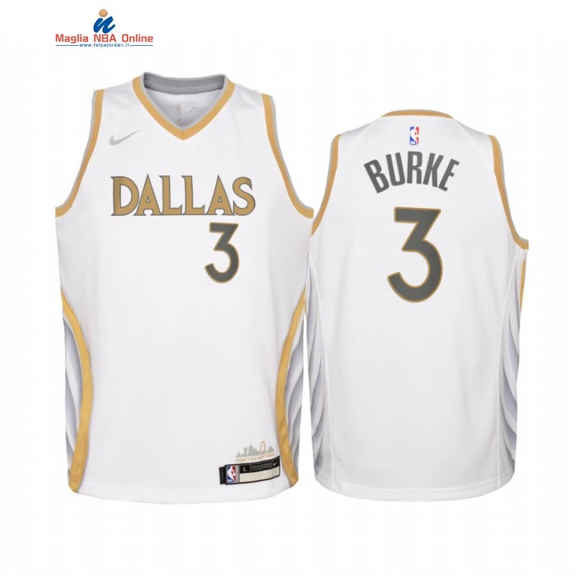 Maglia NBA Bambino Dallas Mavericks #3 Trey Burke Bianco Città 2020-21 Acquista