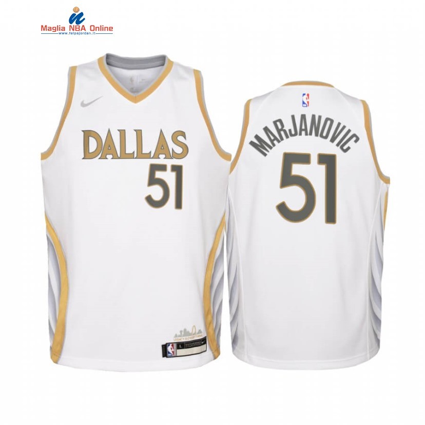 Maglia NBA Bambino Dallas Mavericks #51 Boban Marjanovic Bianco Città 2020-21 Acquista