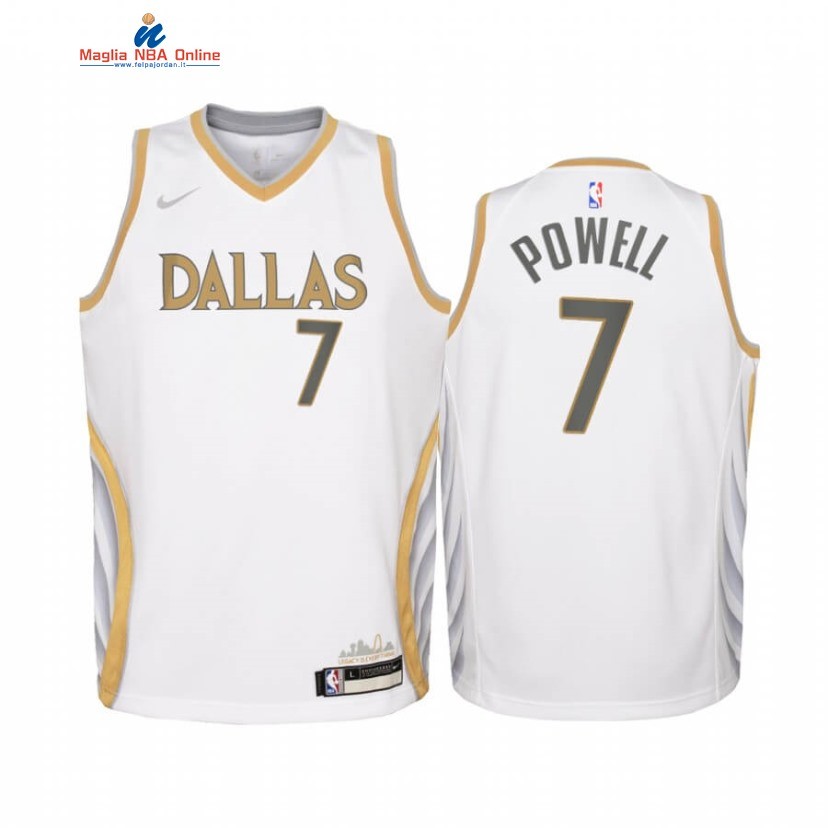 Maglia NBA Bambino Dallas Mavericks #7 Dwight Powell Bianco Città 2020-21 Acquista