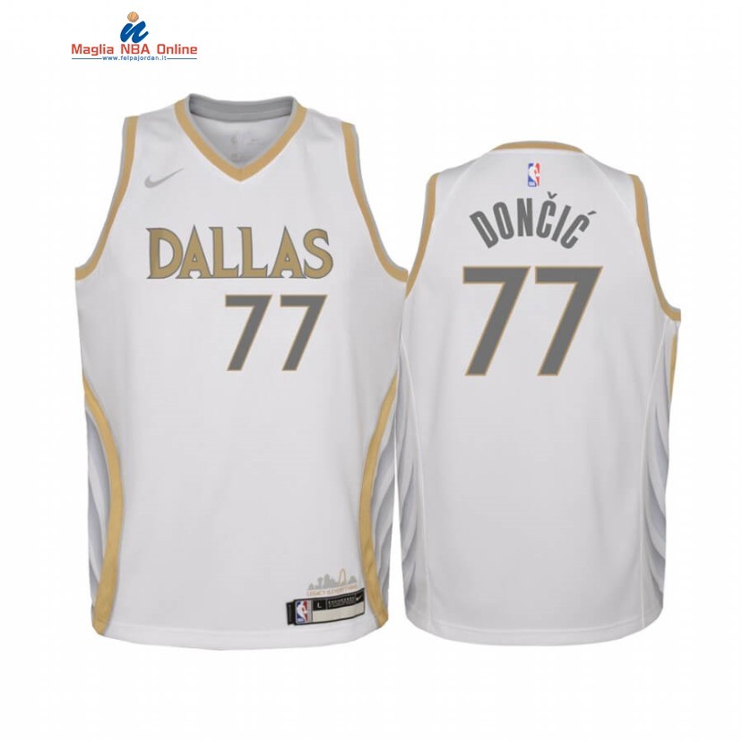 Maglia NBA Bambino Dallas Mavericks #77 Luka Doncic Bianco Città 2020-21 Acquista