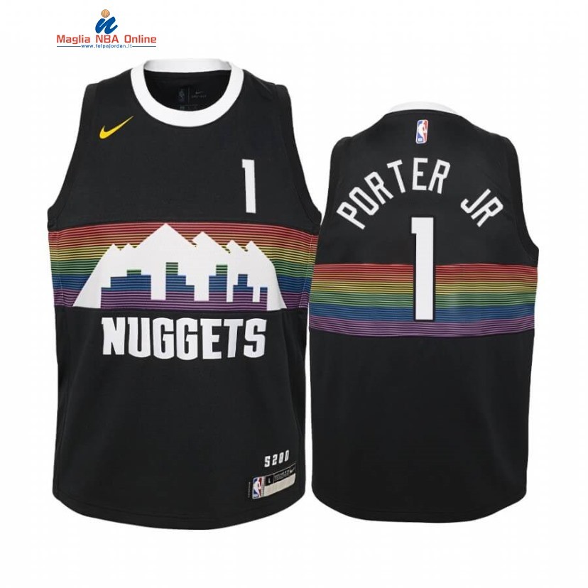 Maglia NBA Bambino Denve Nuggets #1 Michael Porter Jr. Nero Città 2019-20 Acquista