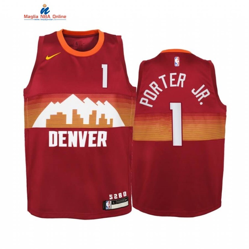 Maglia NBA Bambino Denve Nuggets #1 Michael Porter Jr. Rosso Città 2020-21 Acquista