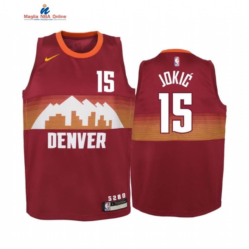 Maglia NBA Bambino Denve Nuggets #15 Jamal Murray Rosso Città 2020-21 Acquista