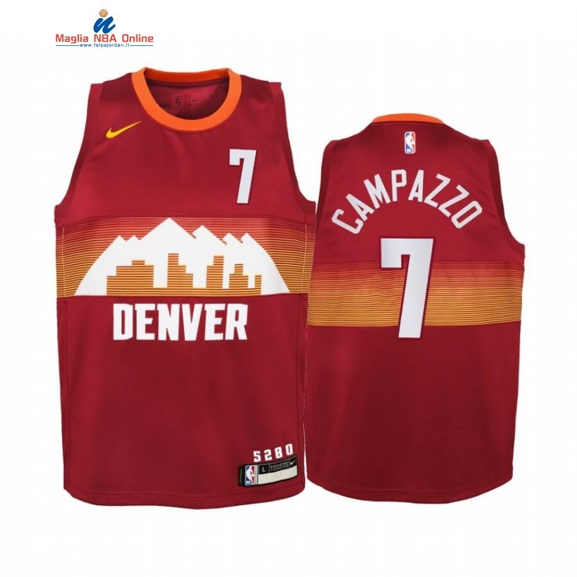 Maglia NBA Bambino Denve Nuggets #7 Facundo Campazzo Rosso Città 2020-21 Acquista