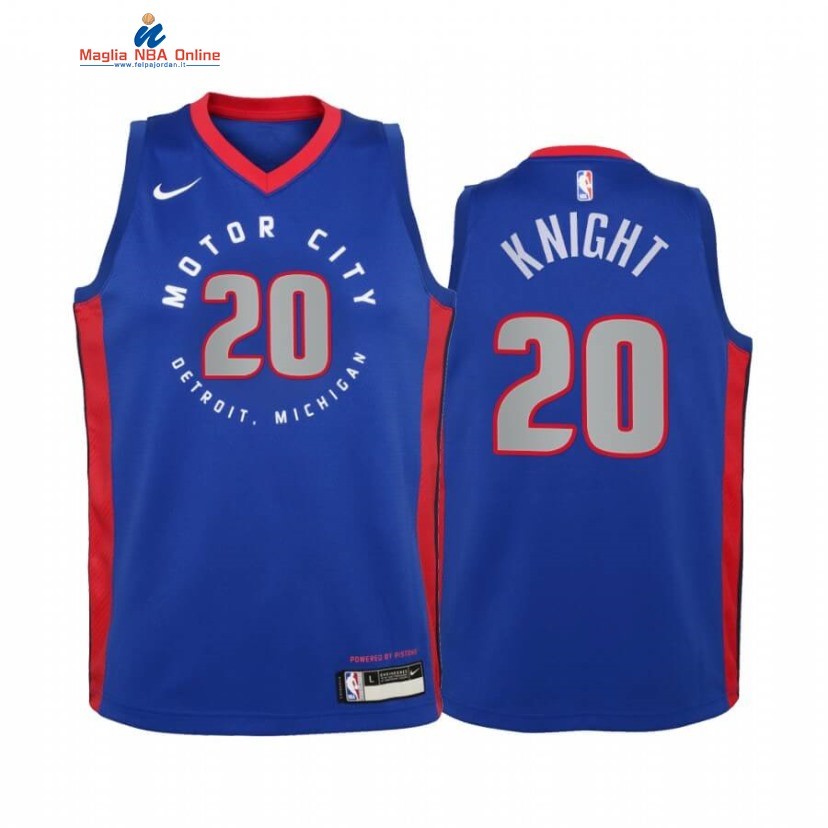 Maglia NBA Bambino Detroit Pistons #20 Brandon Knight Blu Città 2020-21 Acquista