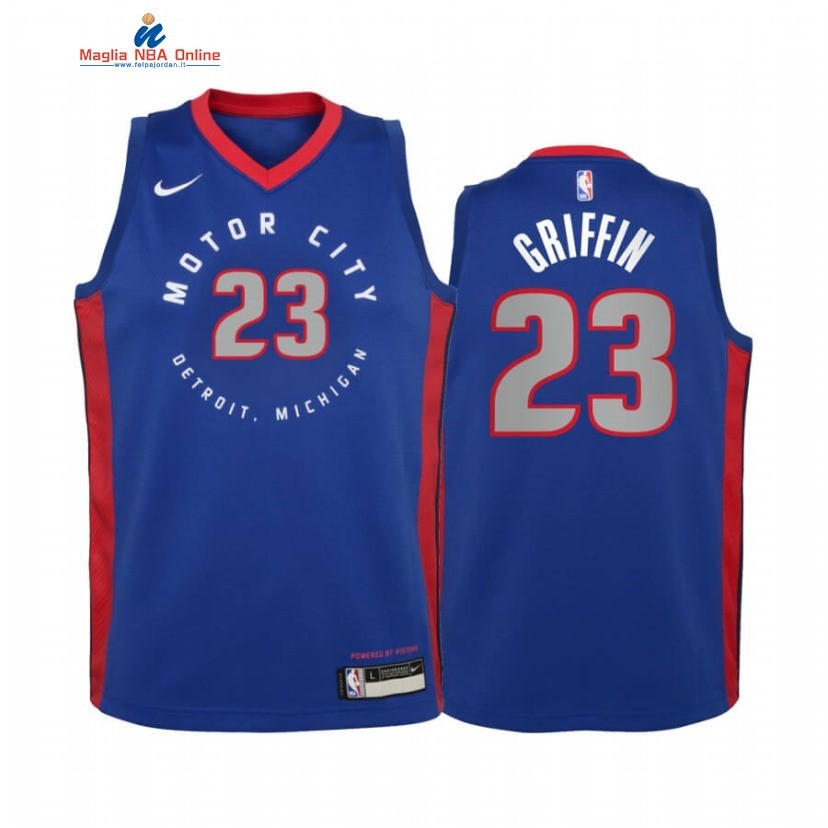 Maglia NBA Bambino Detroit Pistons #23 Blake Griffin Blu Città 2020-21 Acquista