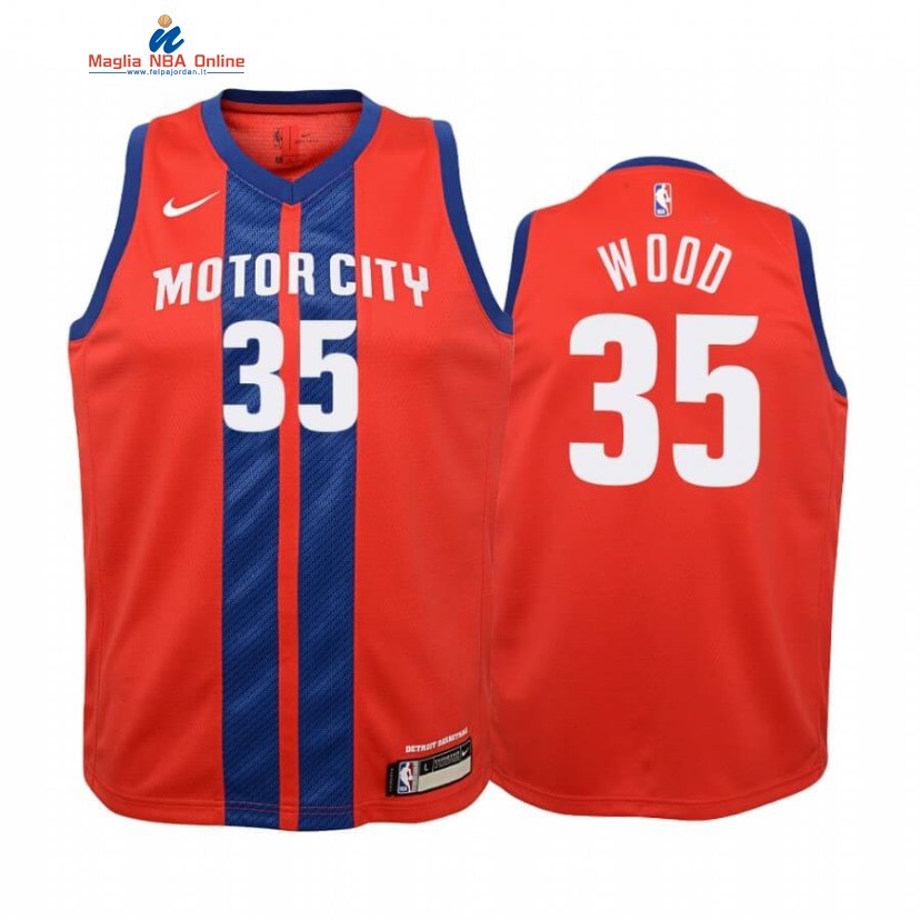 Maglia NBA Bambino Detroit Pistons #35 Christian Wood Rosso Città 2019-20 Acquista