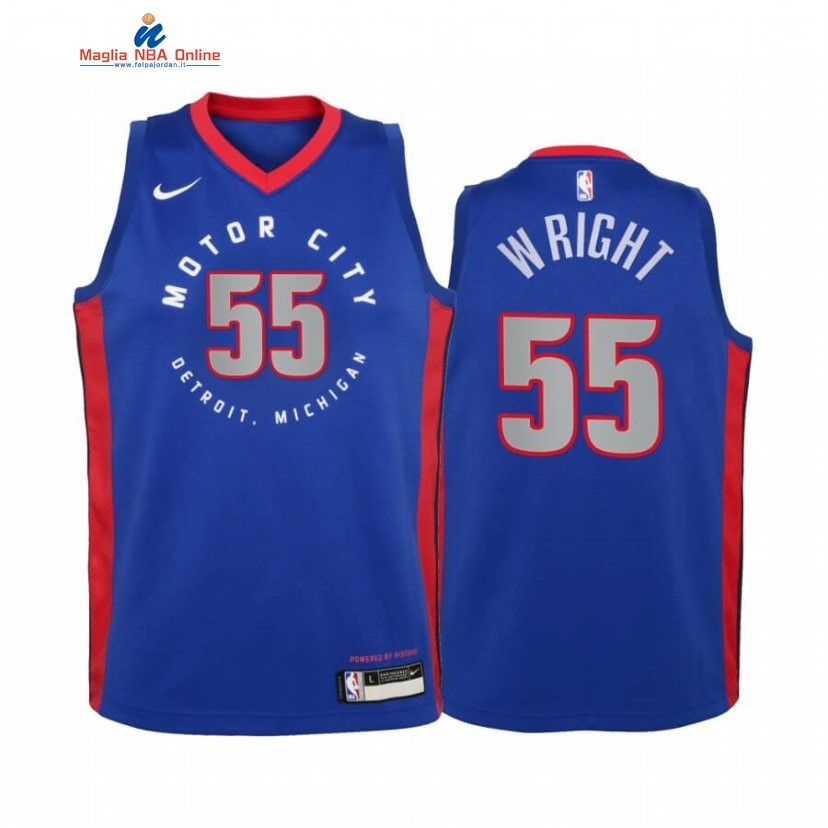 Maglia NBA Bambino Detroit Pistons #55 Delon Wright Blu Città 2020-21 Acquista