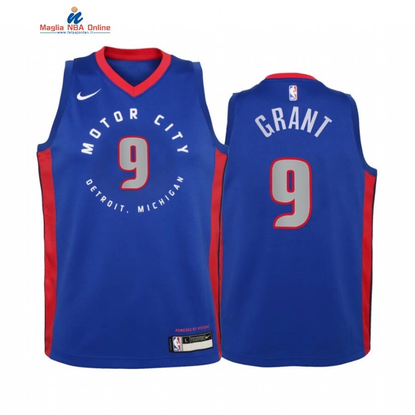 Maglia NBA Bambino Detroit Pistons #9 Jerami Grant Blu Città 2020-21 Acquista