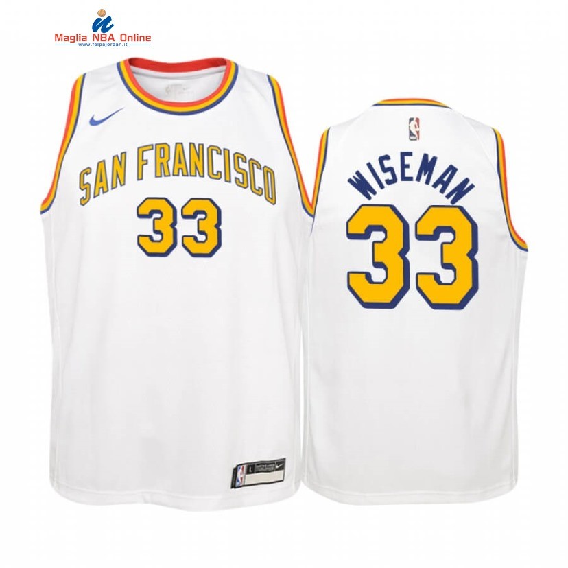 Maglia NBA Bambino Golden State Warriors #33 James Wiseman Bianco Hardwood Classics 2020-21 Acquista