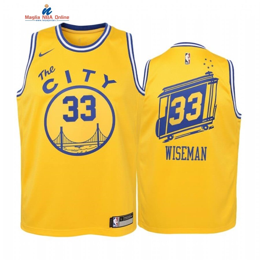 Maglia NBA Bambino Golden State Warriors #33 James Wiseman Giallo Hardwood Classics 2020-21 Acquista