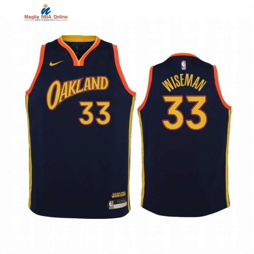 Maglia NBA Bambino Golden State Warriors #33 James Wiseman Marino Città 2020-21 Acquista