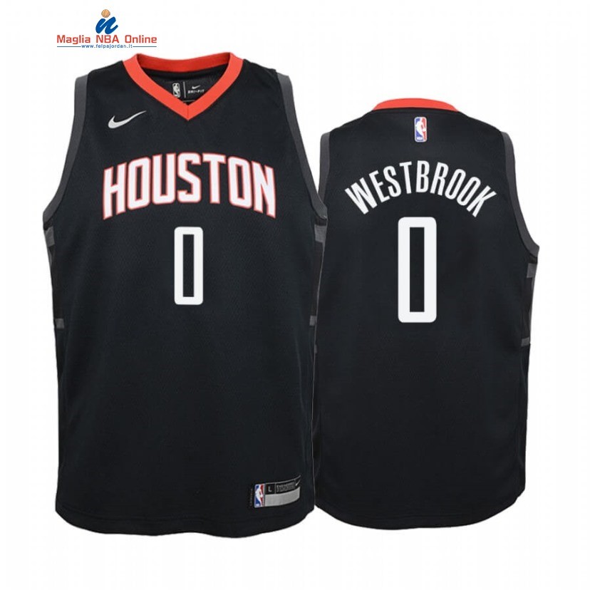 Maglia NBA Bambino Houston Rockets #0 Russell Westbrook Nero Statement 2020 Acquista